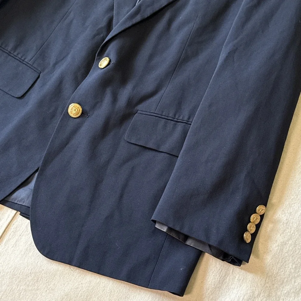 Polo University Club by Ralph Lauren Navy Blazer USA Gold Button Wool Sport Coat
